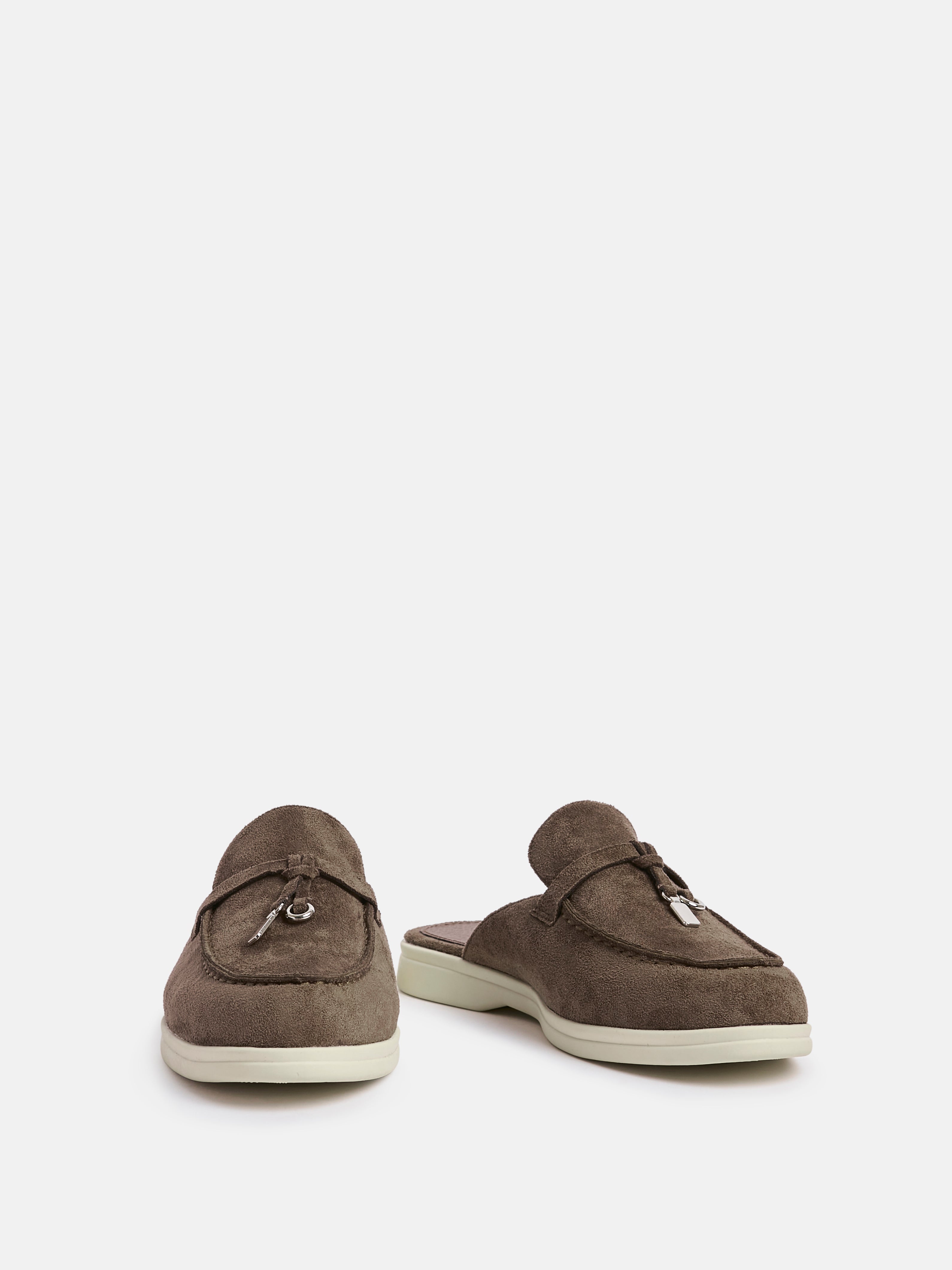 Alix Taupe Faux Suede Slip On Mules