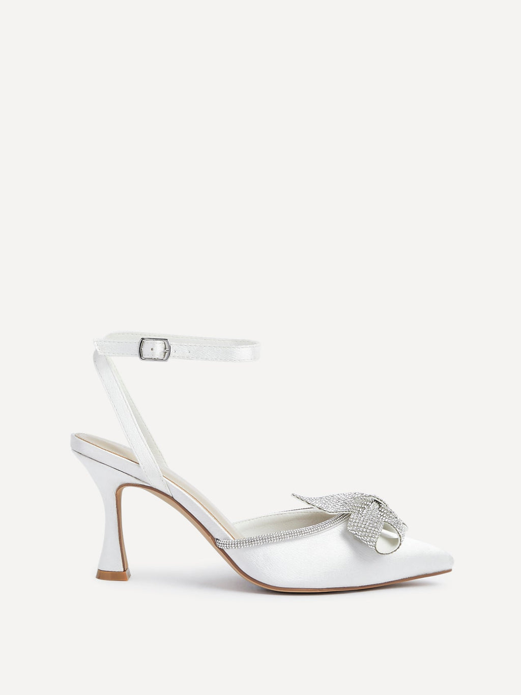 Angela Bridal Ivory Satin Bow Heels
