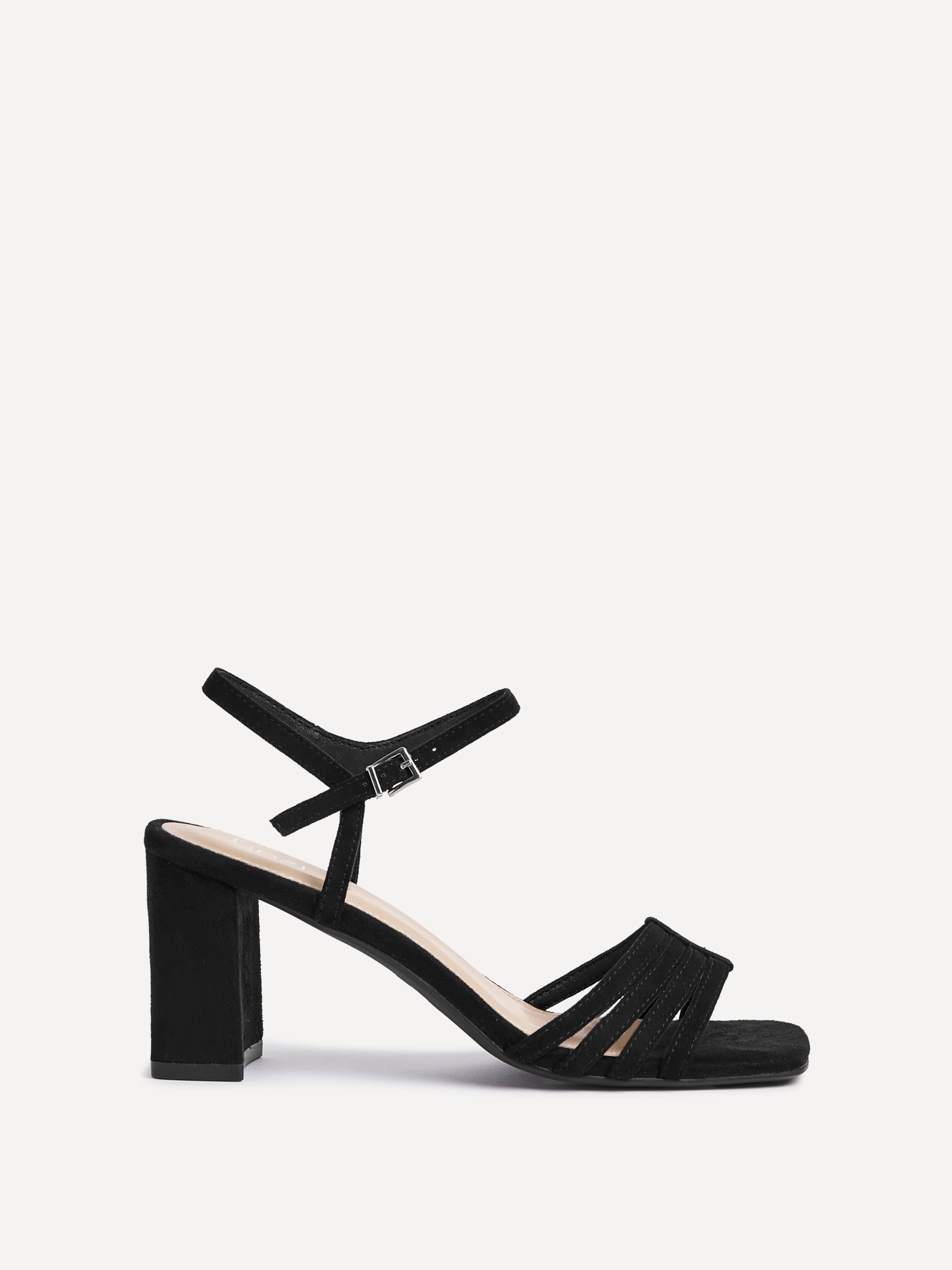 Annie Black Suede Heeled Sandals