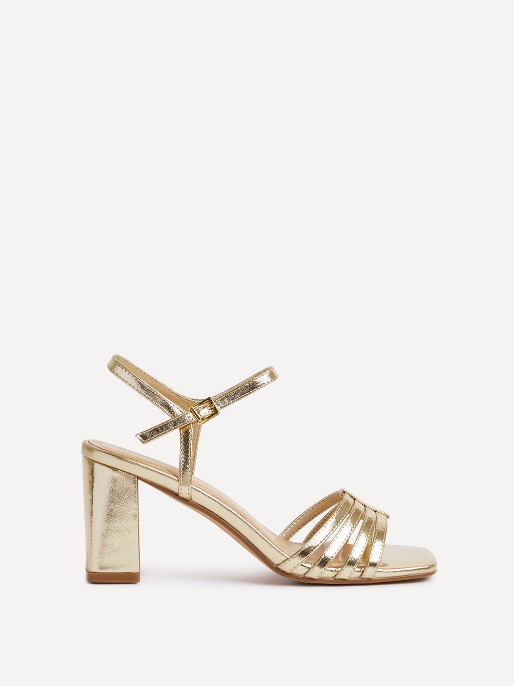 Annie Gold Faux Leather Heeled Sandals