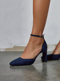 Corinne Navy Faux Suede Court Heels