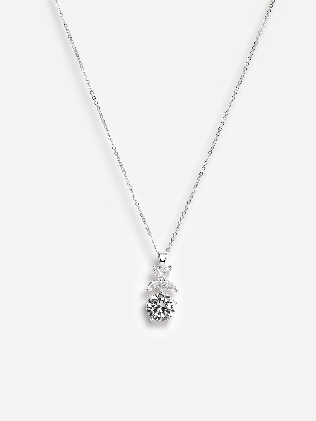 Beau Silver Crystal Drop Necklace