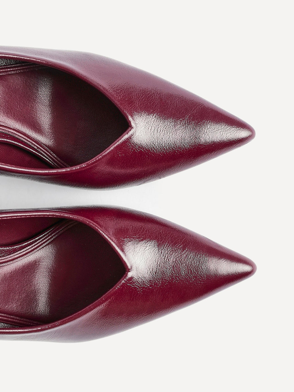 Bellamy Burgundy Faux Leather V-Cut Court Heels