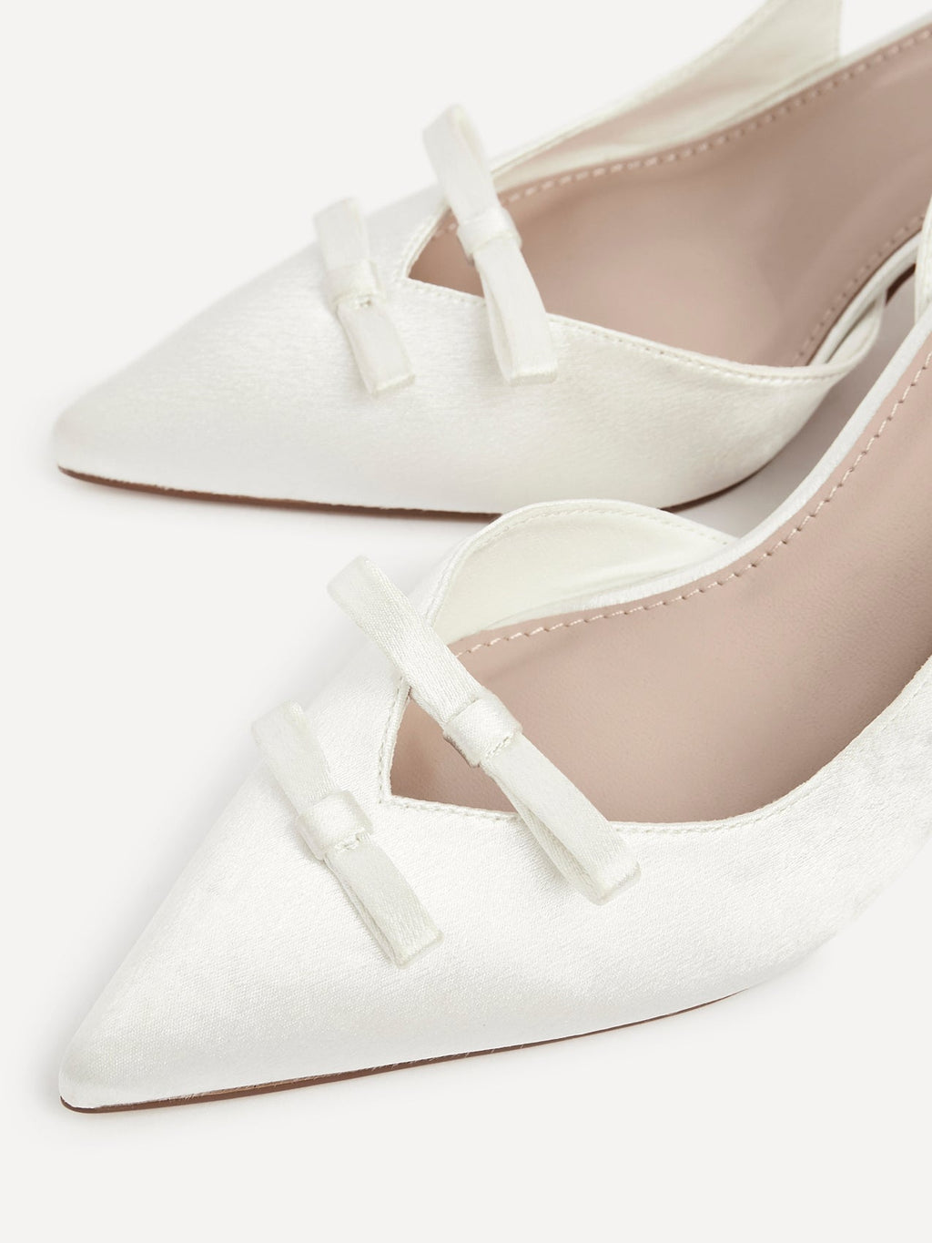 Bound Bridal Ivory Satin Bow Heels
