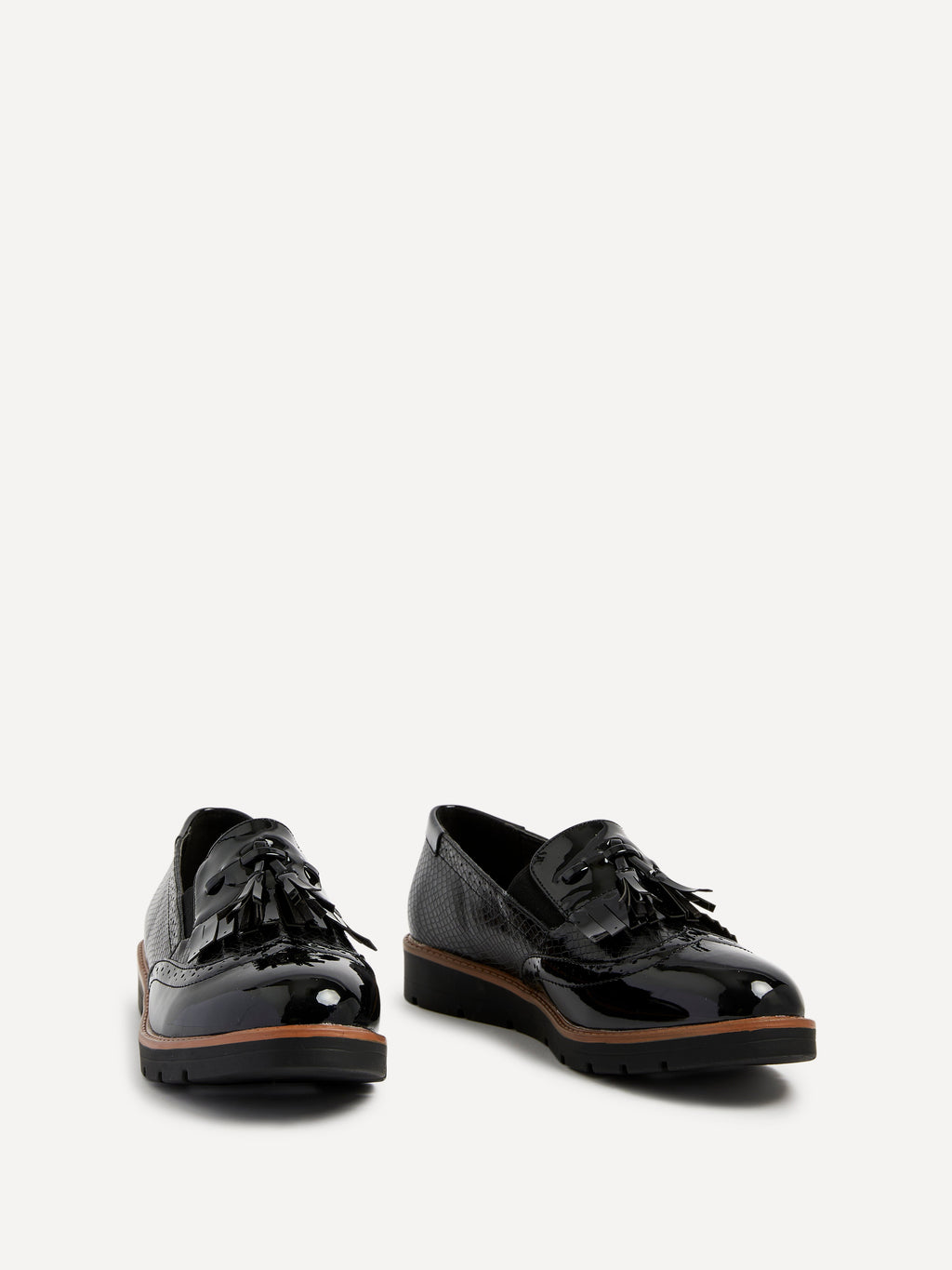 Bowen Black Patent & Lizard Faux Leather Loafers