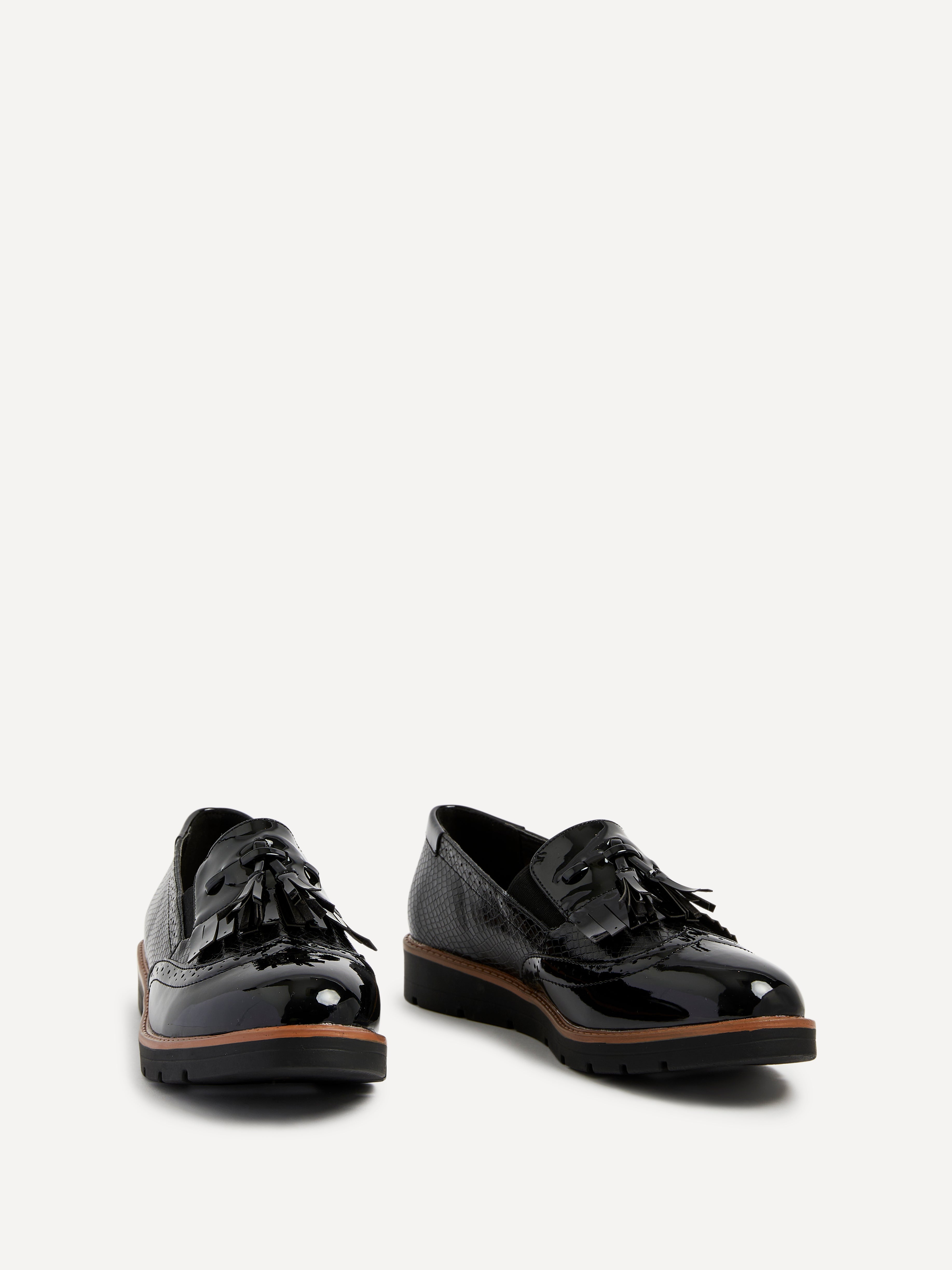 Bowen Black Patent & Lizard Faux Leather Loafers