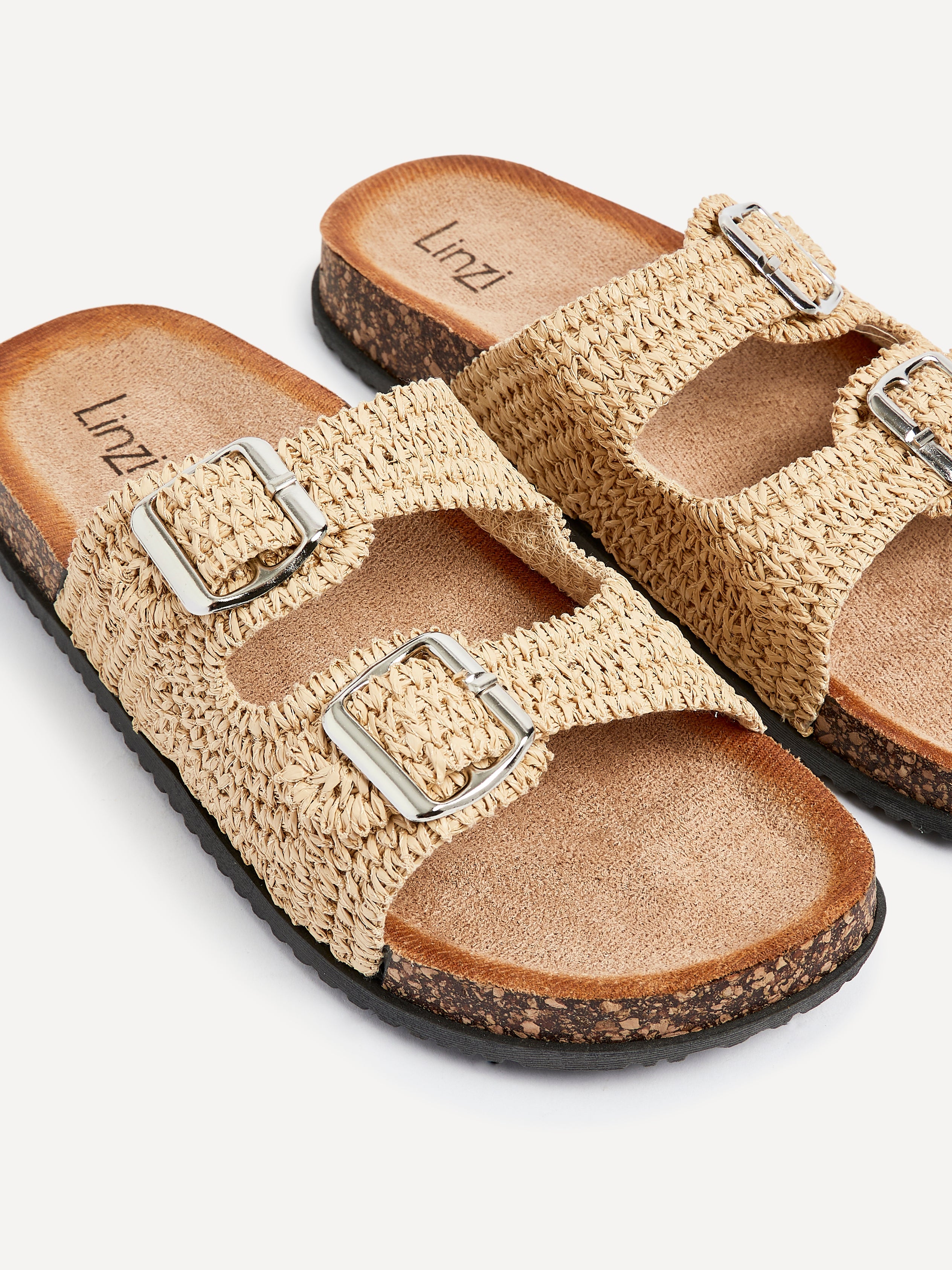 Brianna Natural Double Buckle Sandals