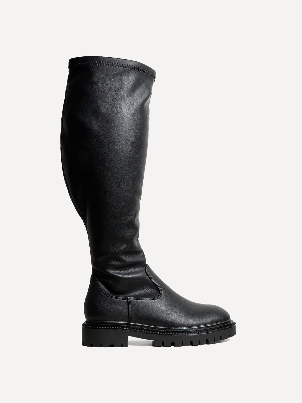 Briody Wide Fit Black Faux Leather Long Boots