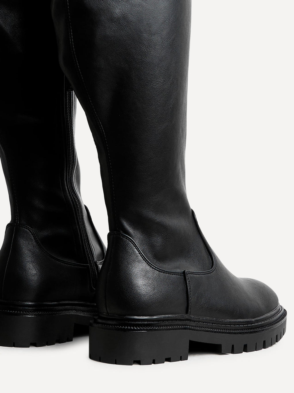 Briody Wide Fit Black Faux Leather Long Boots