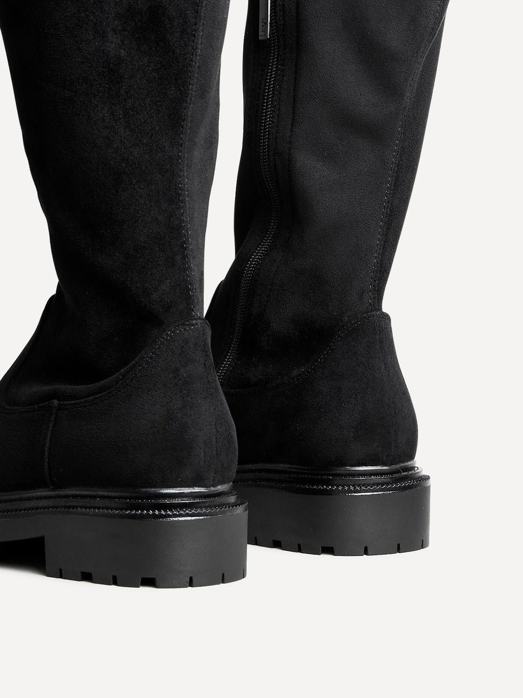 Briody Wide Fit Black Faux Suede Long Boots