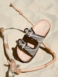 Cici Black Double Buckle Flatform Sandals