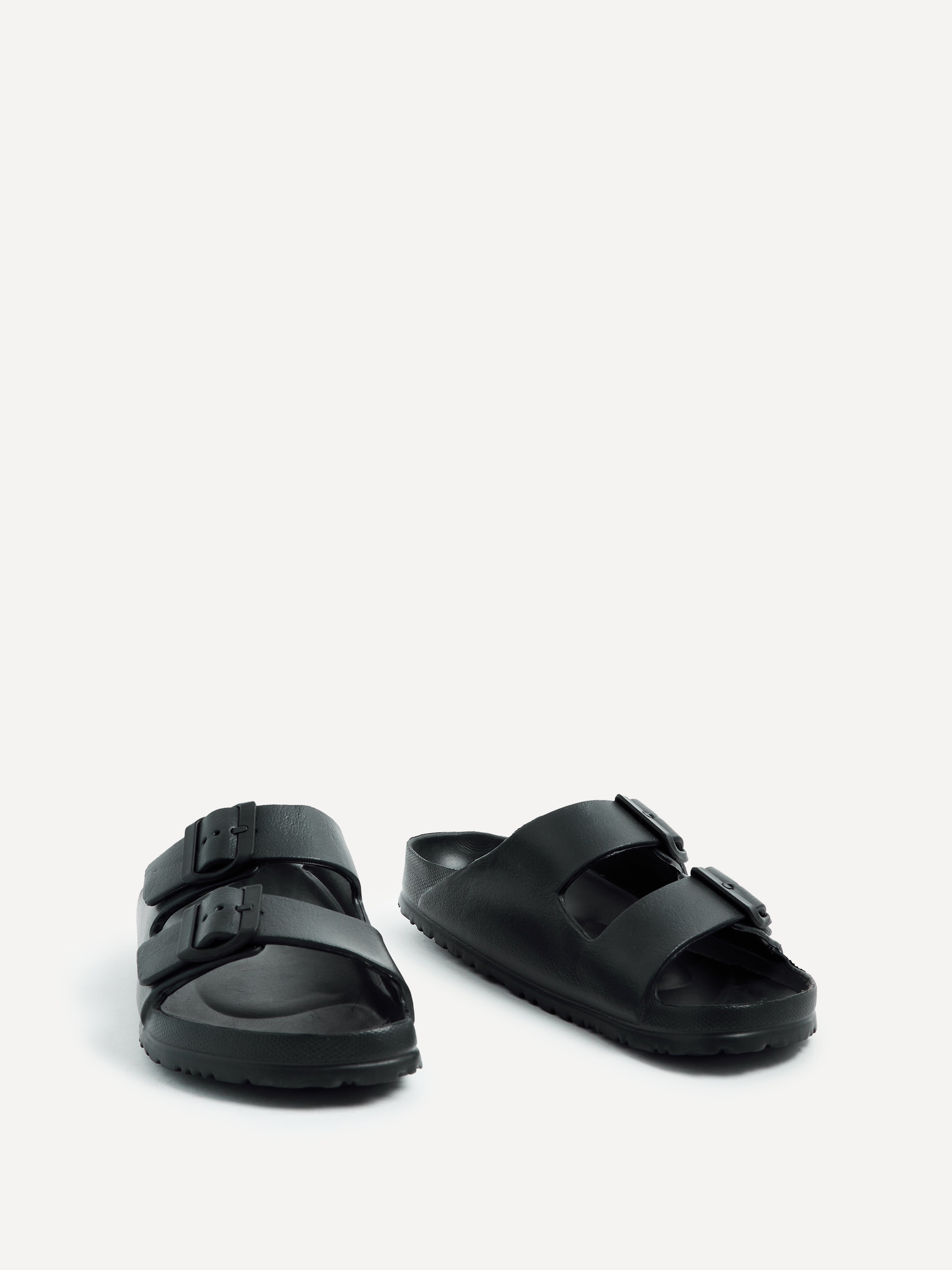 Candice Black Slip On Slider Sandals