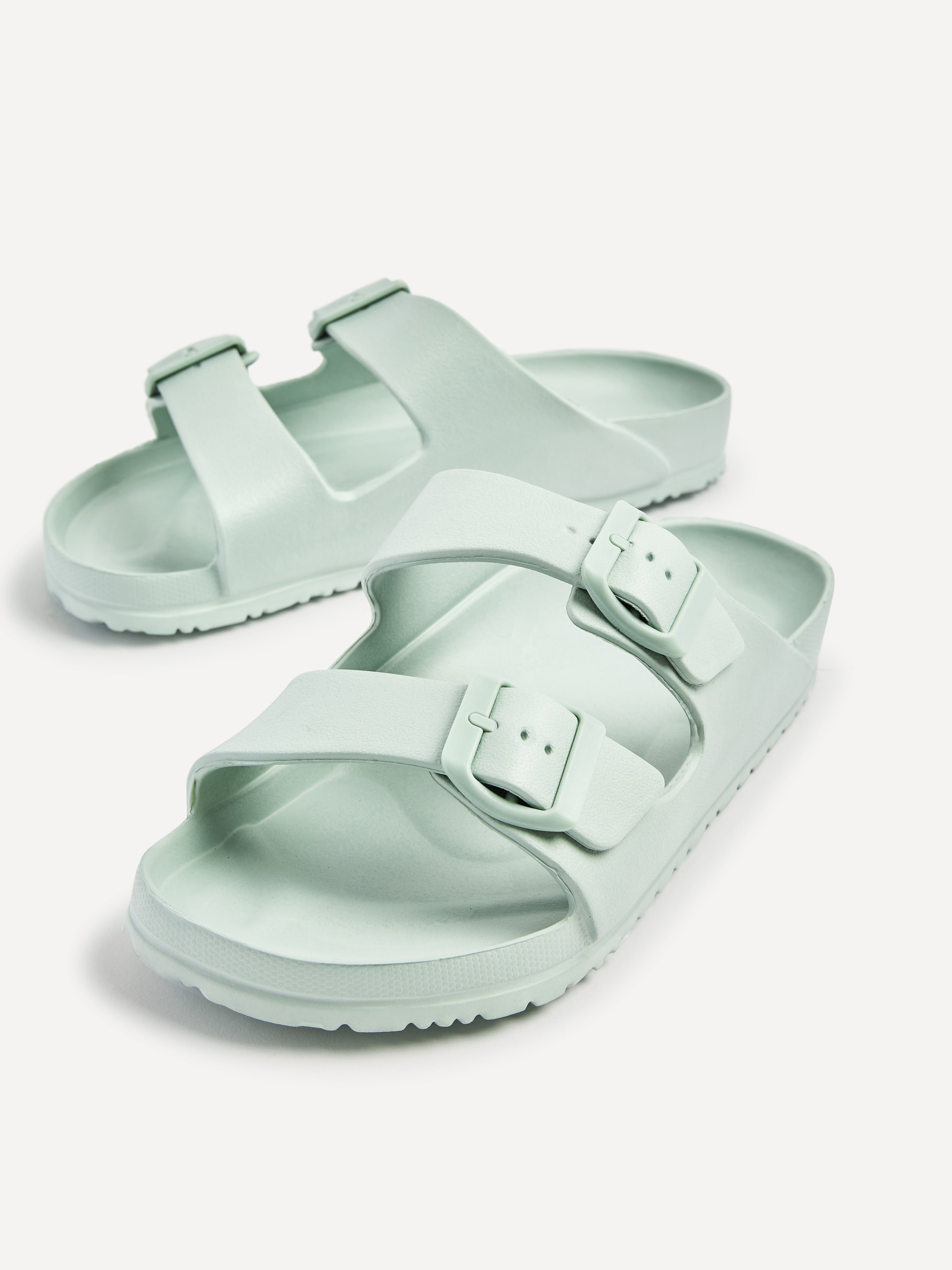 Candice Mint Slip On Slider Sandals