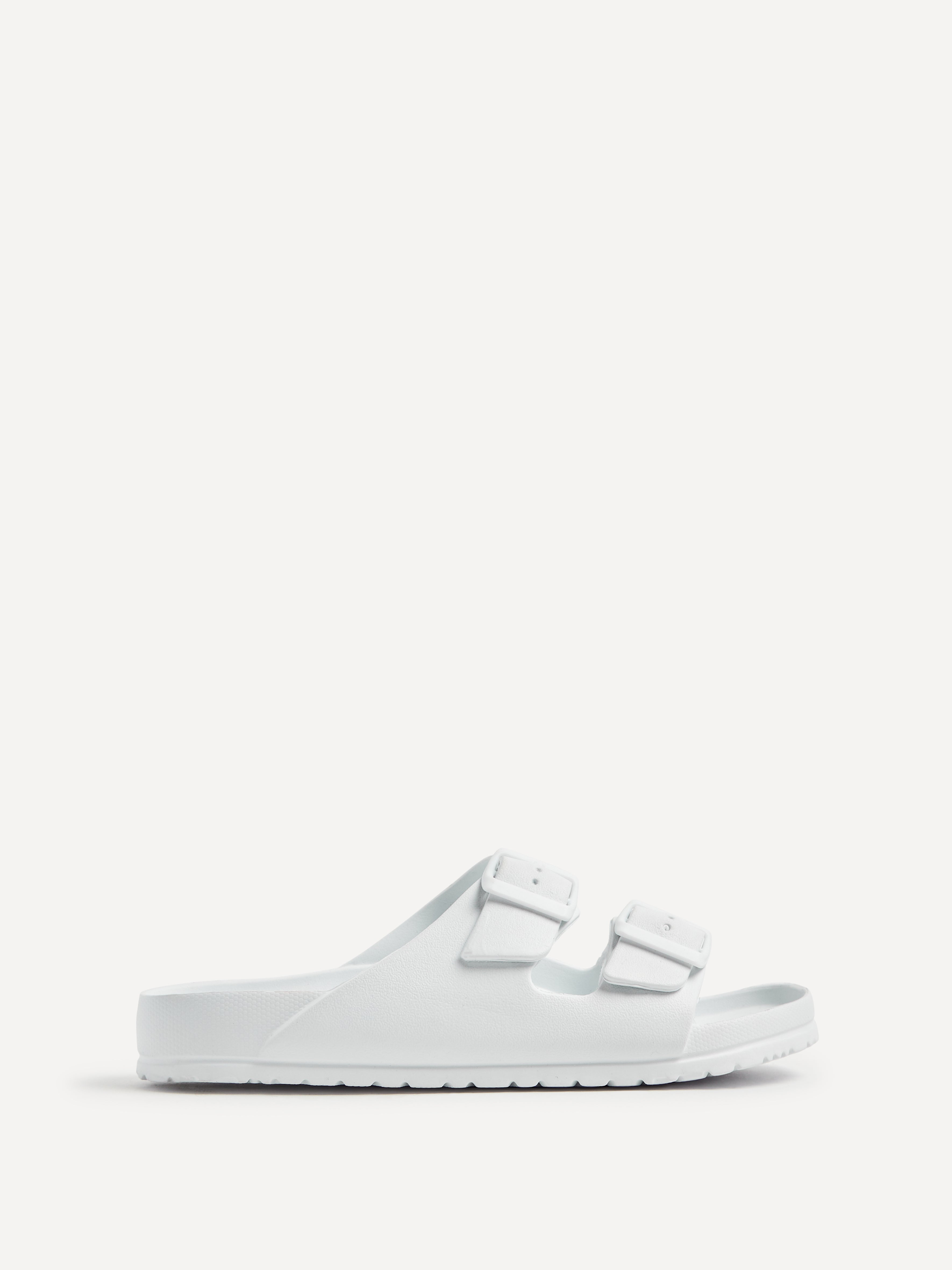 Candice White Slip On Slider Sandals