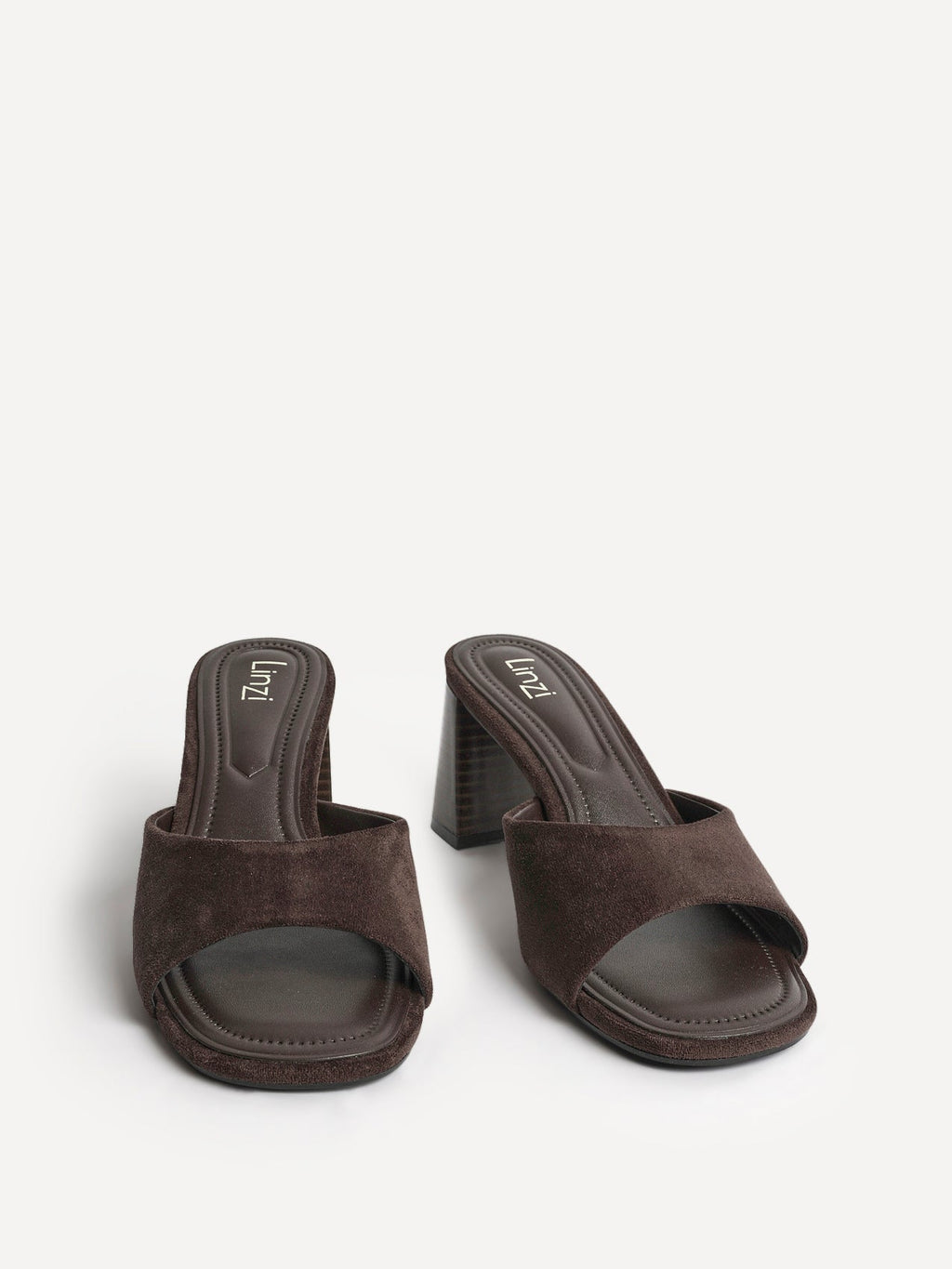 Cannes Brown Faux Suede Mule Heels