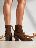 Canyon Brown Suede Leather Cowboy Ankle Boots