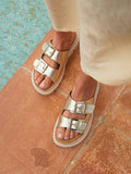 Capture Gold Double Buckle Flat Sandals