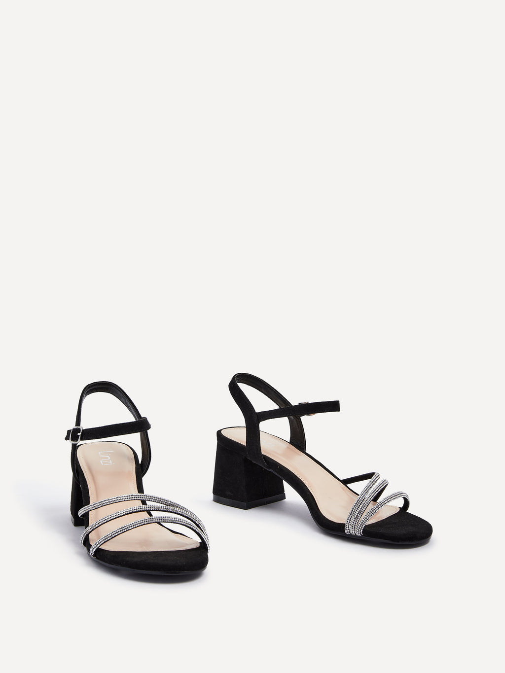 Carnation Black Diamante Heeled Sandals