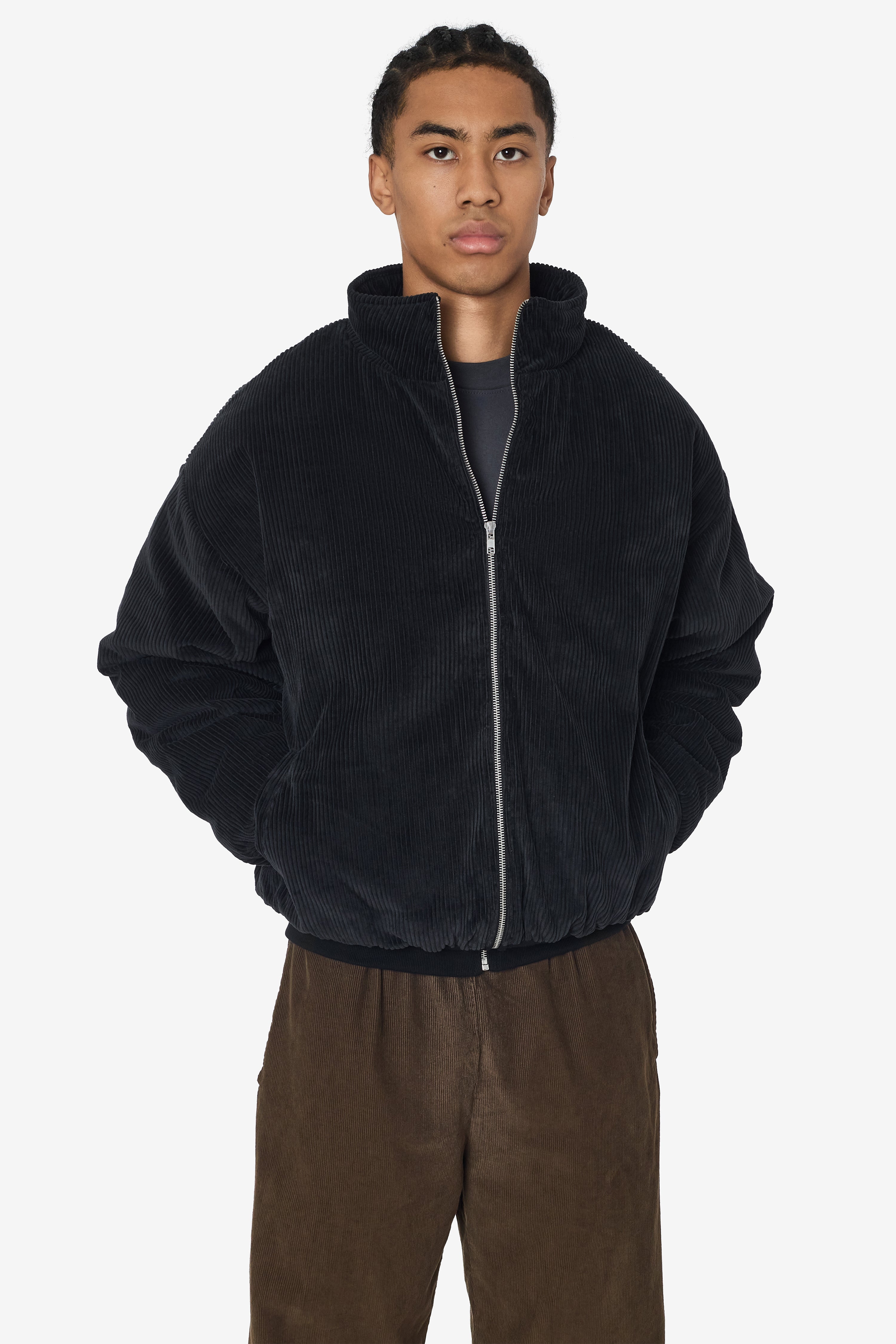 CD410PD - Corduroy Puffy Zip Up Jacket