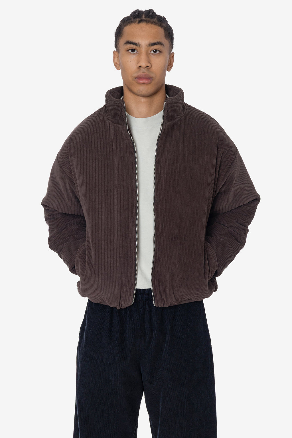 CD410PD - Corduroy Puffy Zip Up Jacket