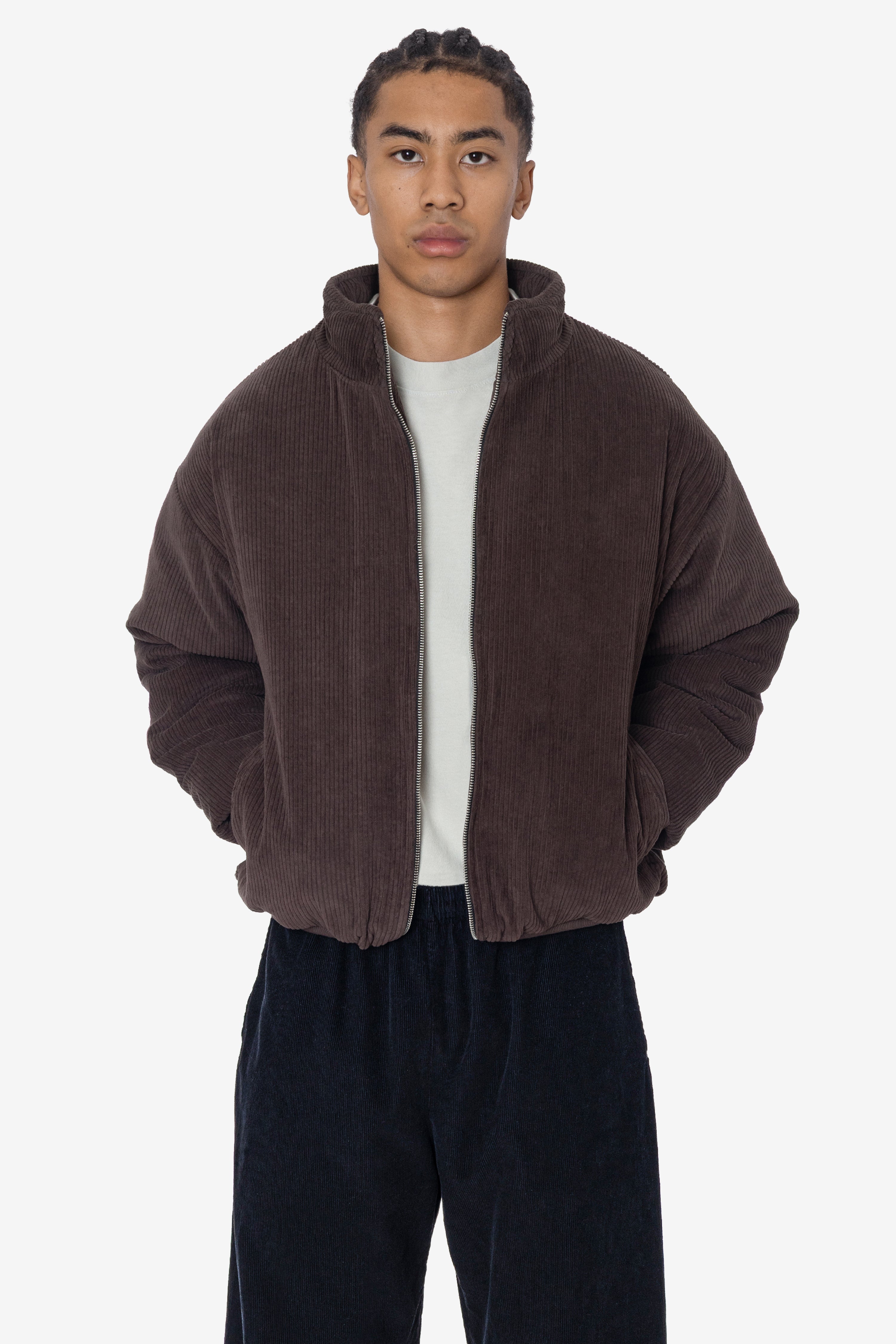 CD410PD - Corduroy Puffy Zip Up Jacket