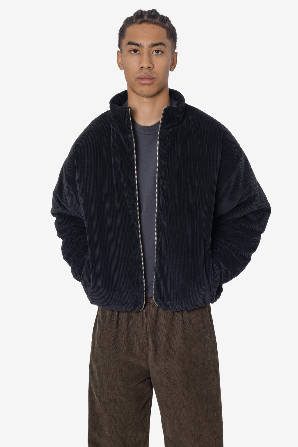 CD410PD - Corduroy Puffy Zip Up Jacket