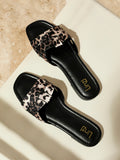Fletcher Leopard Print Slider Sandals