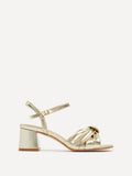 Charlotte Gold Faux Leather Knotted Heels