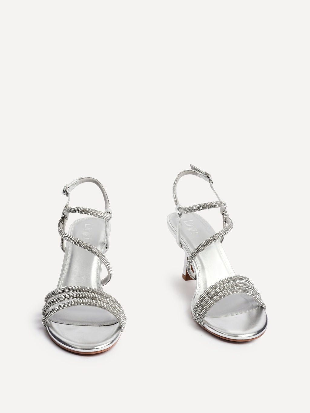 Charm Silver Strappy Diamante Heels