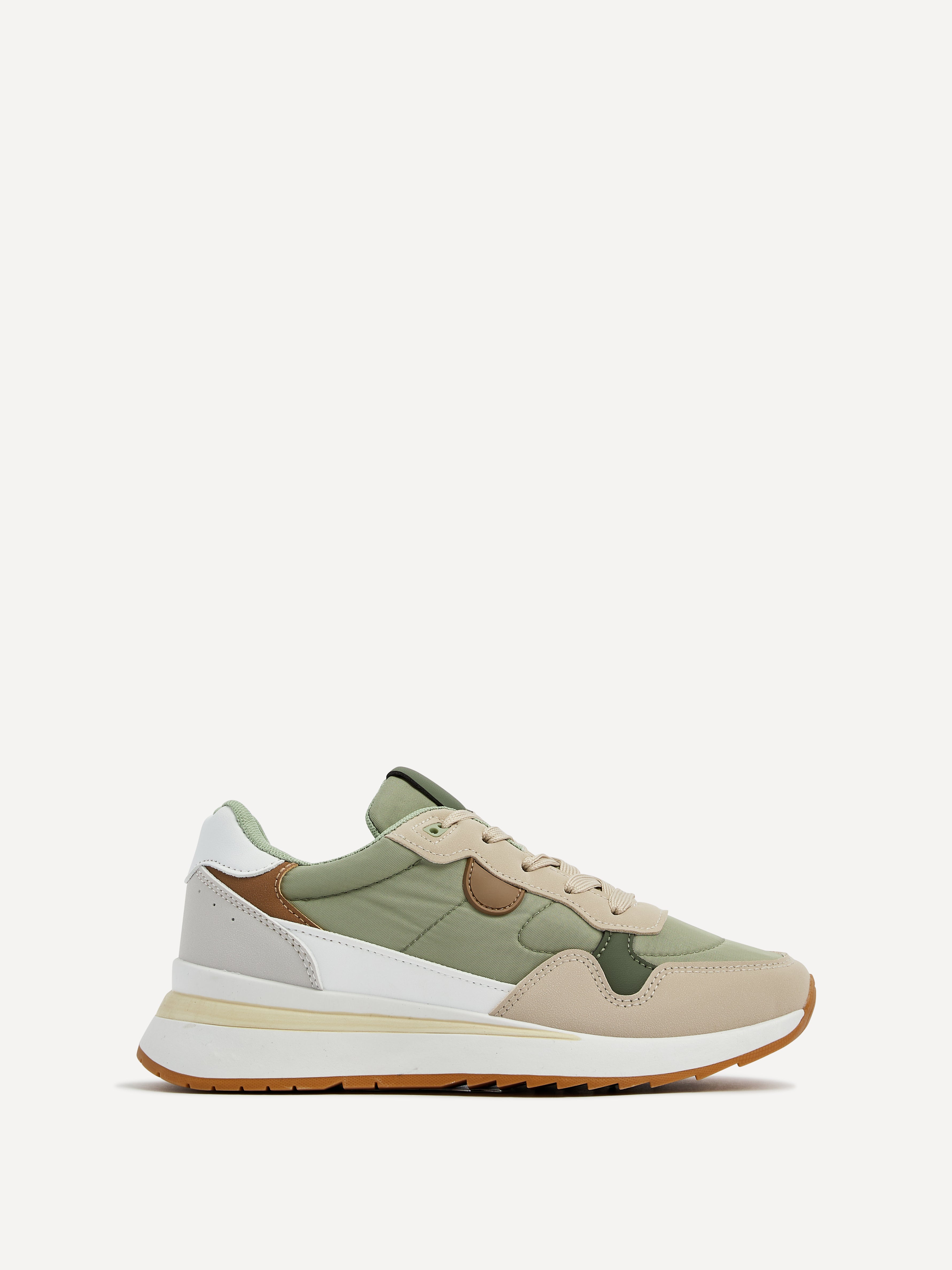 Clapham Khaki Wedged Trainers