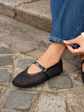Clara Black Mesh Mary Jane Pumps