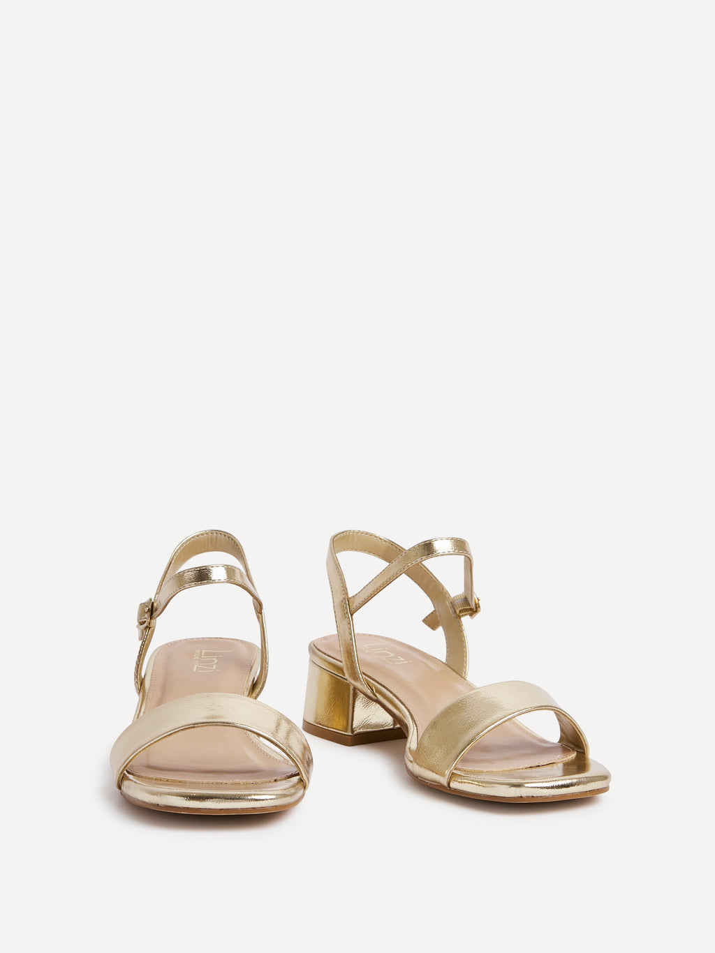Carlie Wide Fit Gold Faux Leather Low Heels