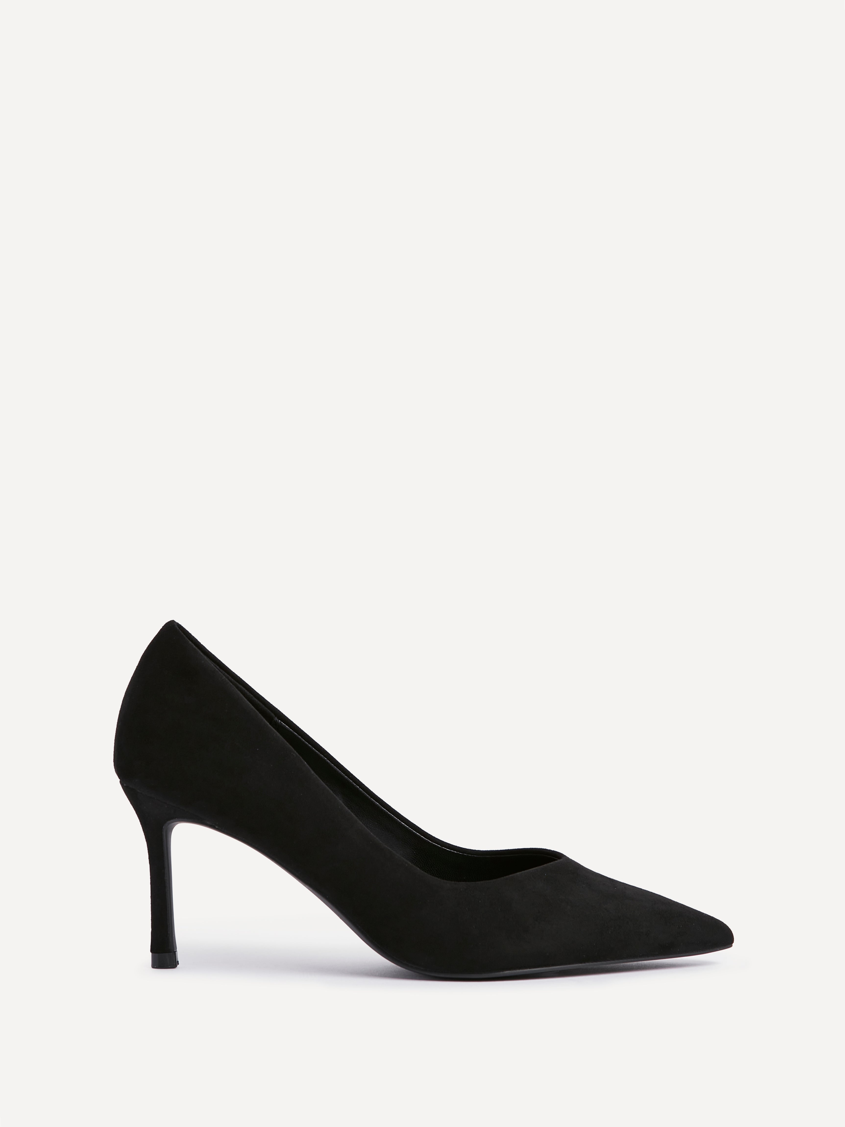 Classic Black Faux Suede Court Heels