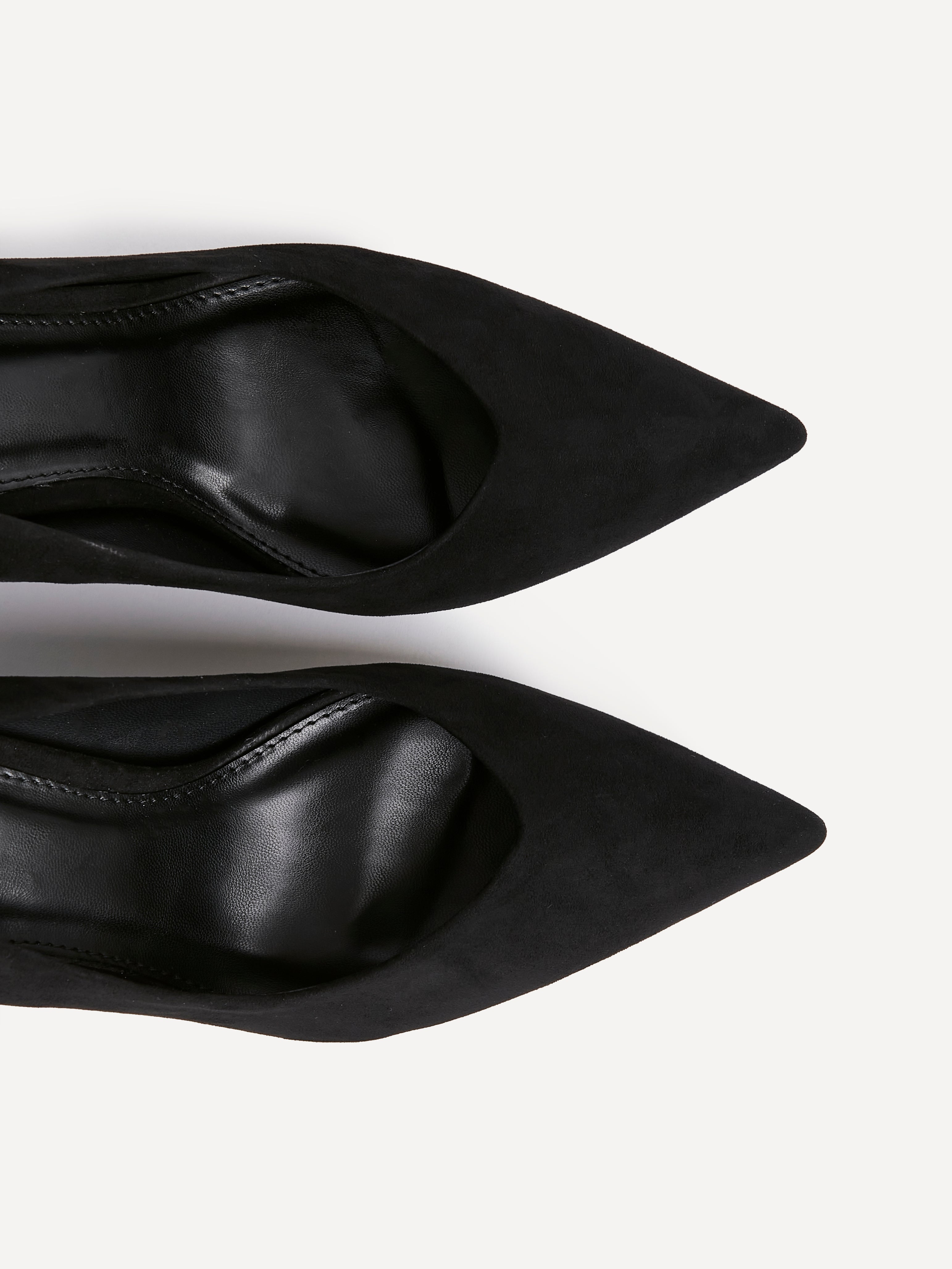 Classic Black Faux Suede Court Heels
