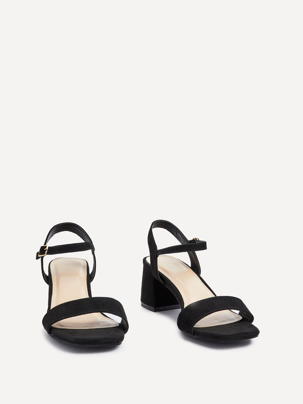 Darcie Black Faux Suede Heeled Sandals