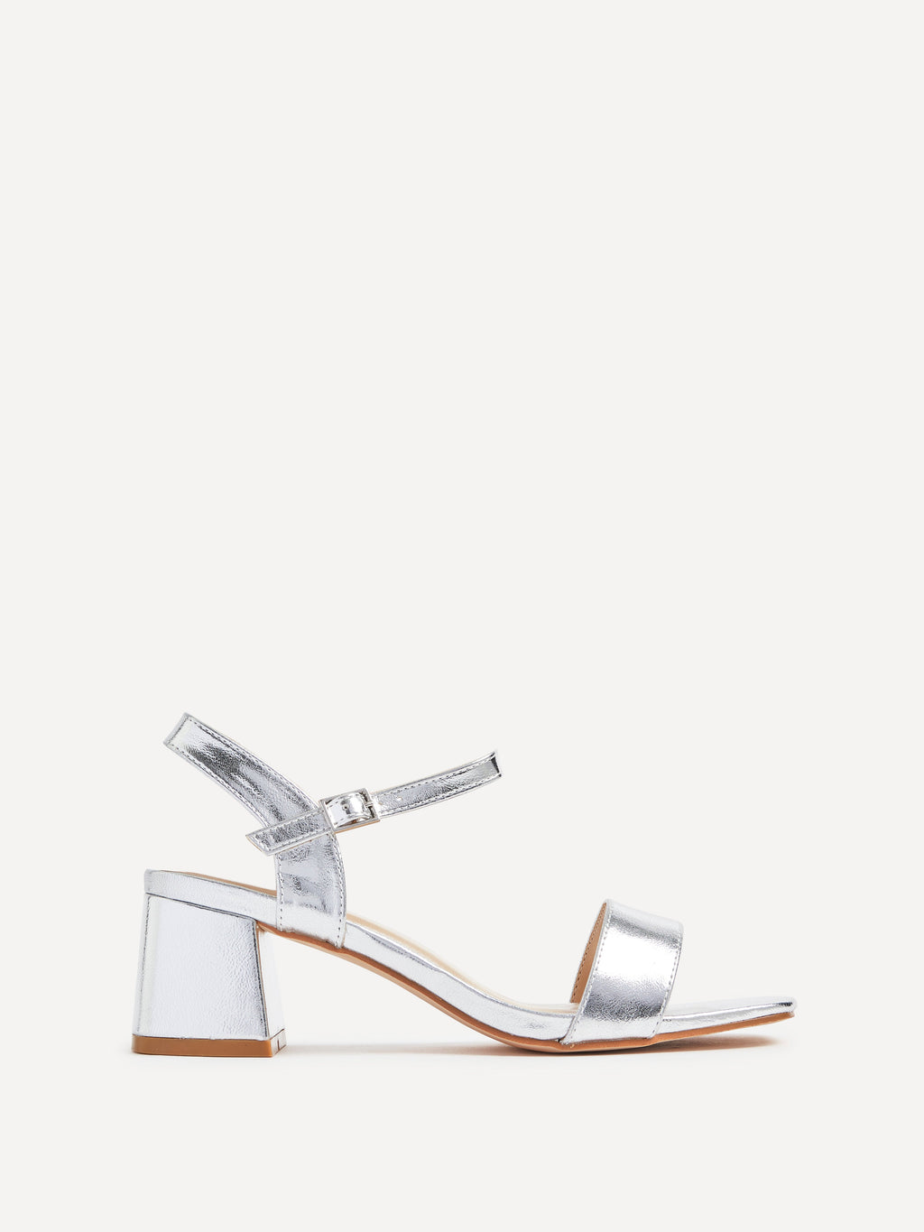 Darcie Silver Faux Leather Heeled Sandals
