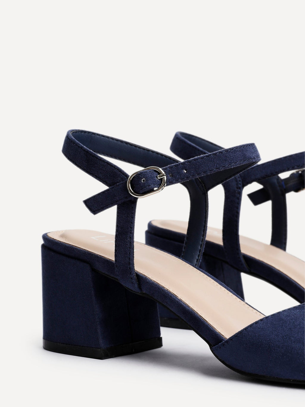 Darlene Navy Faux Suede Low Heeled Sandals