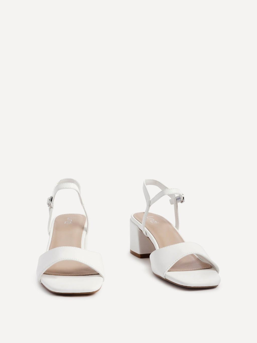 Darlene White Faux Leather Low Heeled Sandals