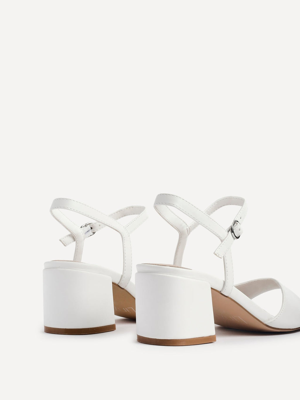 Darlene White Faux Leather Low Heeled Sandals