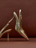 Dash Gold Faux Leather Court Heels