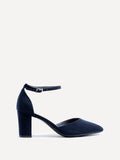 Davina Wide Fit Navy Faux Suede Court Heels