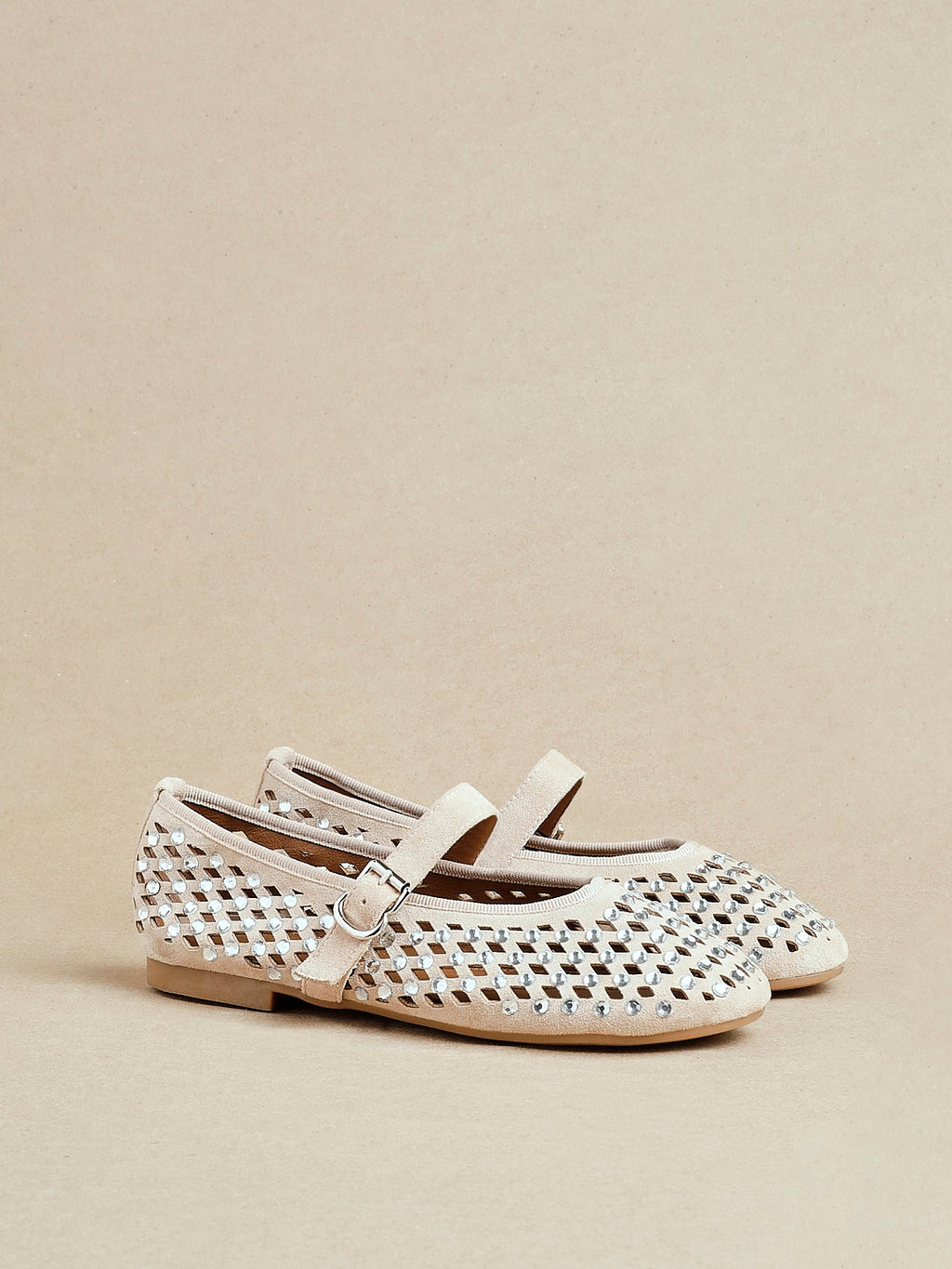 Delicate Nude Suede Ballet Pumps