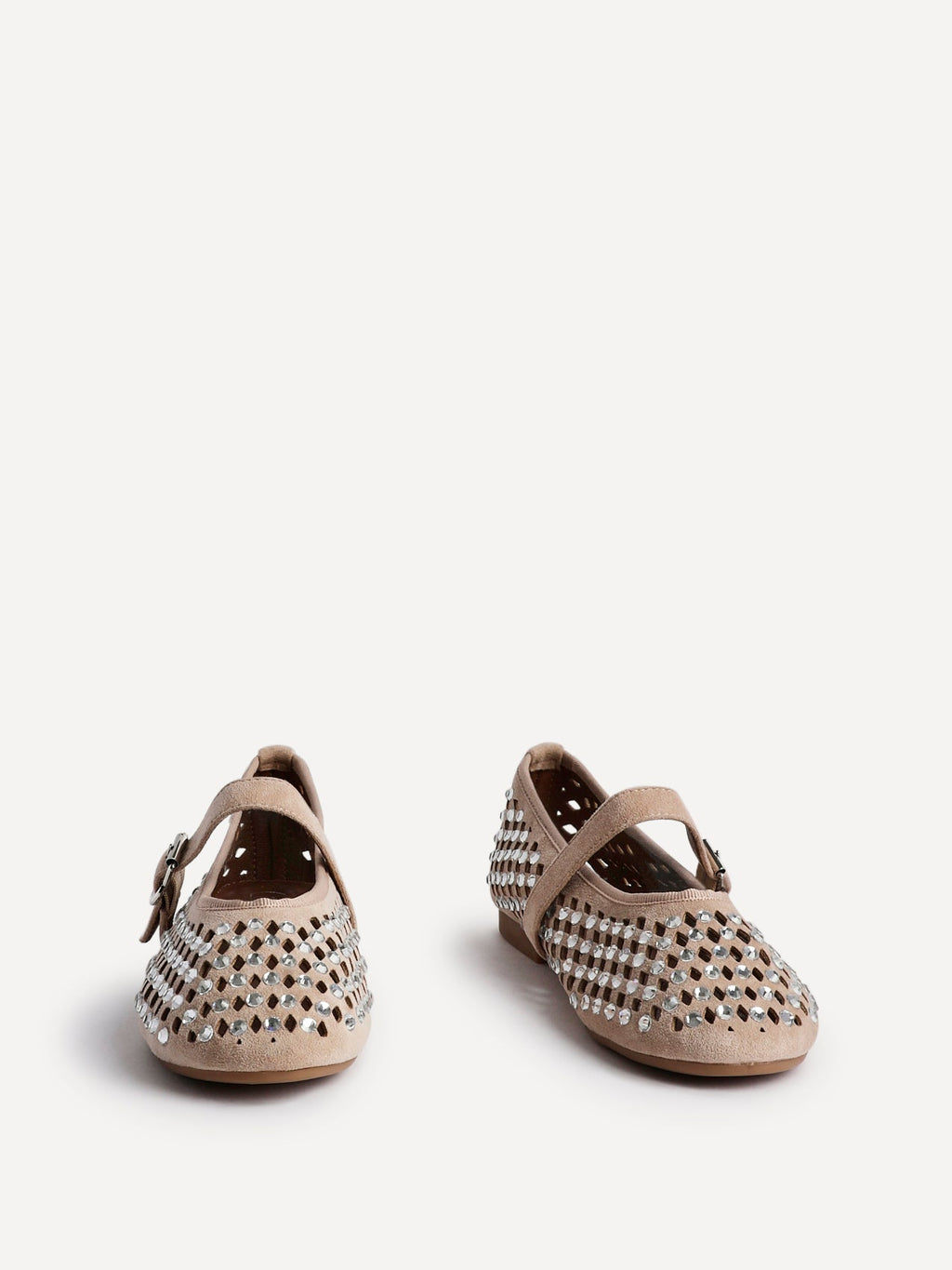 Delicate Nude Suede Ballet Pumps