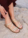 Destino Gold Studded Gladiator Sandals
