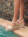 Duchess Wide Fit Nude Wedge Sandals