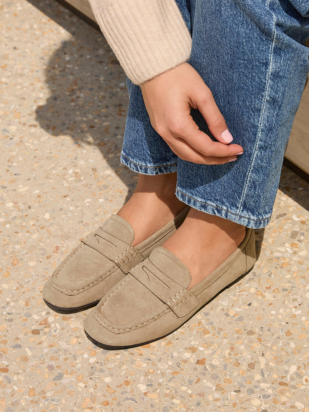 Edition Taupe Faux Suede Penny Loafers