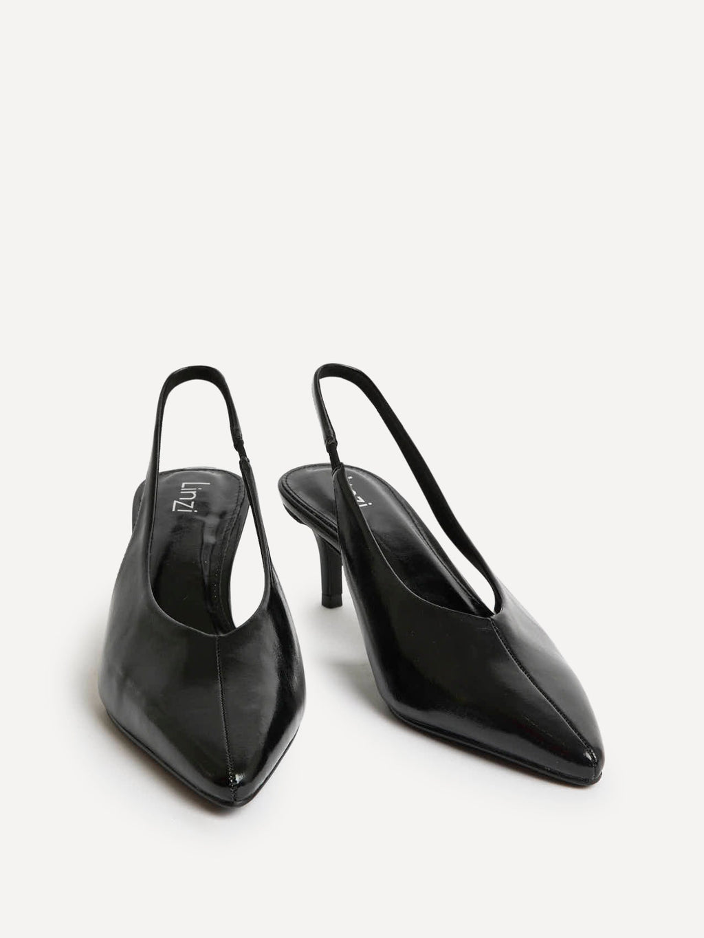 Eliza Black Faux Leather Court Heels