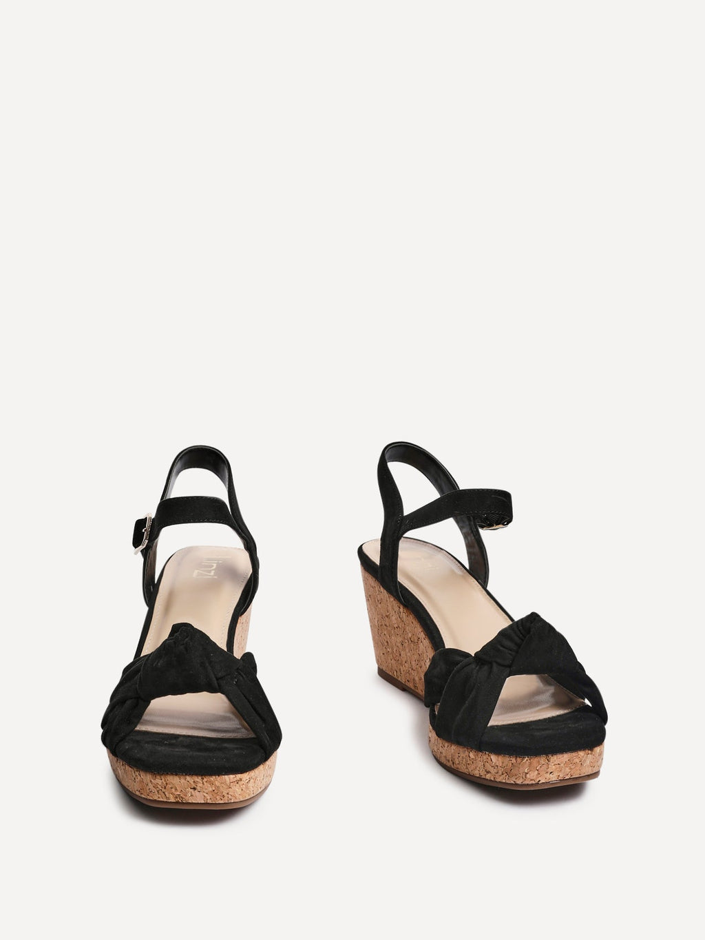 Elyah Black Faux Suede Cork Wedges