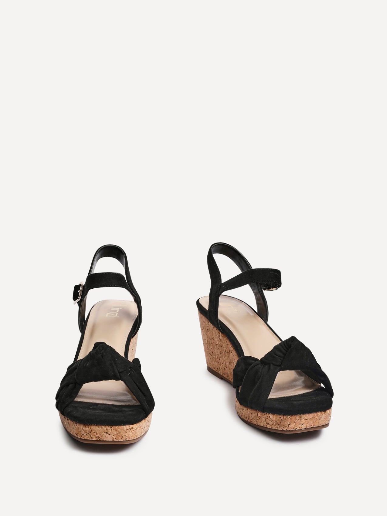 Elyah Black Faux Suede Cork Wedges