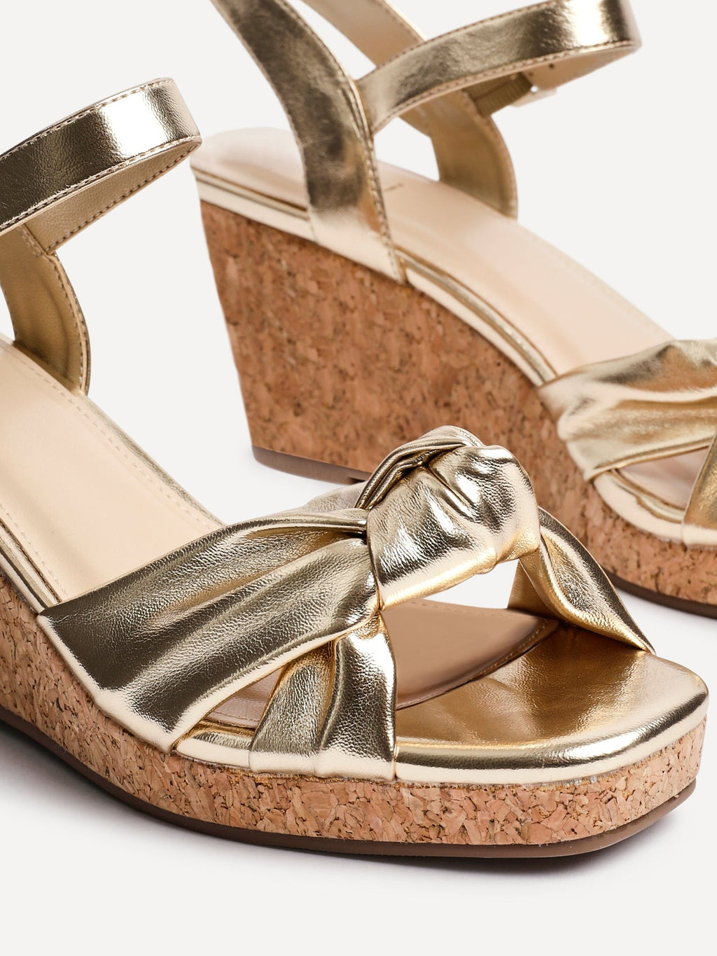 Elyah Gold Faux Leather Cork Wedges